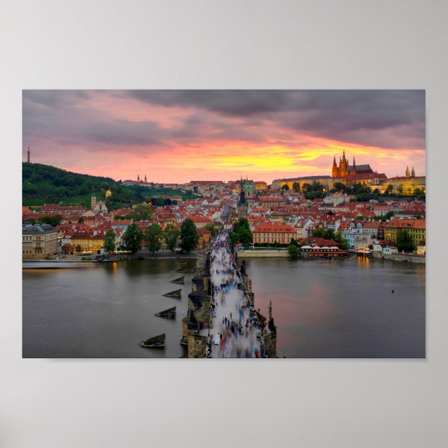 Poster Sunset sobre Charles Bridge (Frente)