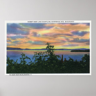 Poster Sunset sobre o lago, Adirondack Mts em