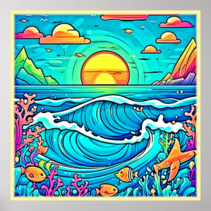 Poster Sunset submarino vibrante