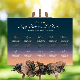 Poster Sunset to Moonrise Wedding Seating Chart