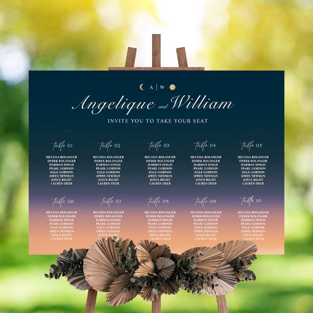 Poster Sunset to Moonrise Wedding Seating Chart (Criador carregado)