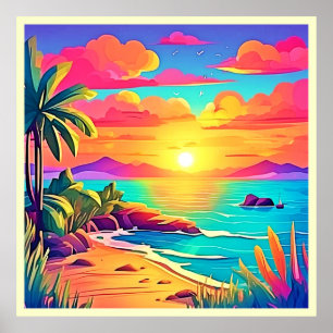 Poster Sunset tropical: Céu vívido