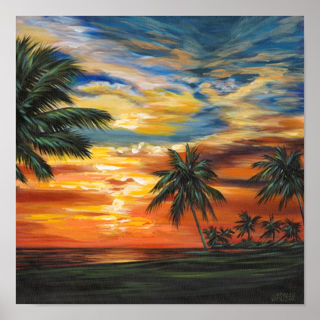 Poster Sunset tropical impressionante (Frente)