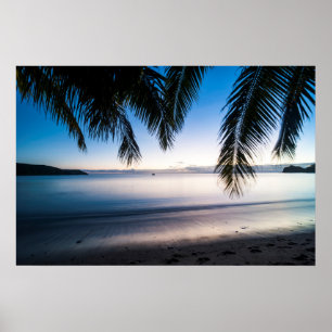 Poster Sunset Tropical Seascape, Fiji