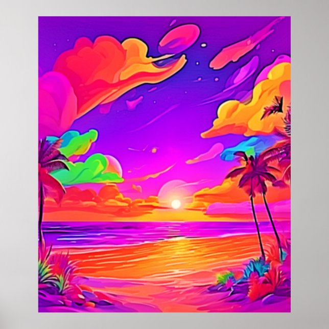 Poster Sunset tropical vibrante (Frente)
