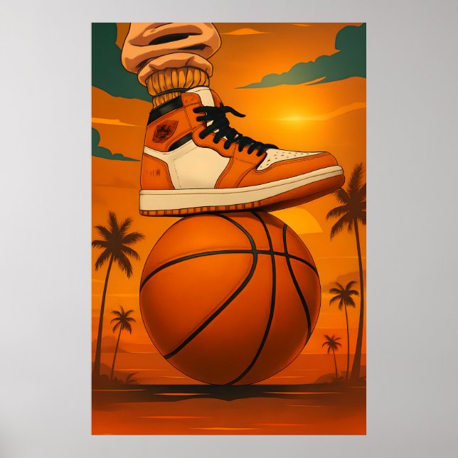 Poster Sunset Vibes Sneaker no Basquete (Frente)