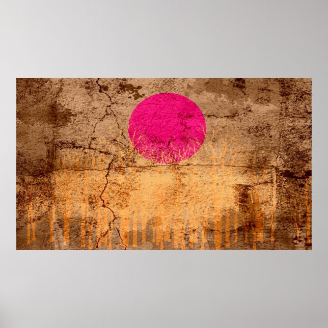 Pôster Sunset Vintage Abstract Painting (Frente)