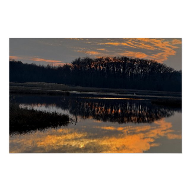Pôster Sunset Waterscape Reflection Photo Poster (Frente)