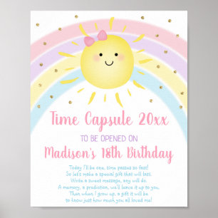 Poster Sunshine Rainbow First Birday Time Capule