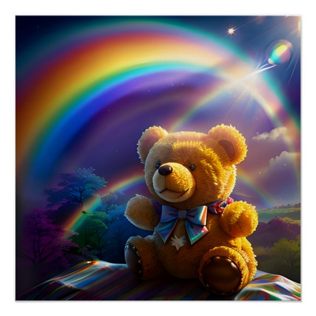 Pôster Sunshine Rainbow Teddy Bear Wonderland (Frente)