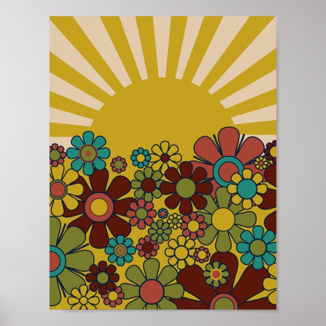 Poster Sunshine Retro Garden Vintage 60s 70s Estética (Frente)