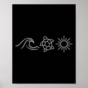Poster Sunshine Waves Tartarugas Hawaii Beach Summer Vaca
