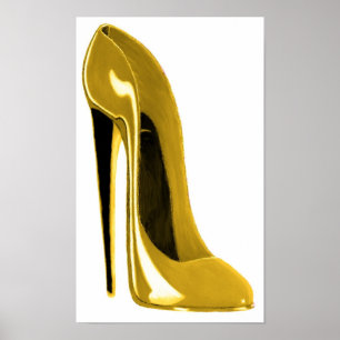 Poster Sunshine Yellow Stiletto Shoe Print