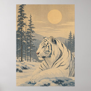 Poster Sunward II — Tigre Branco no Inverno