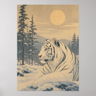 Poster Sunward II — Tigre Branco no Inverno