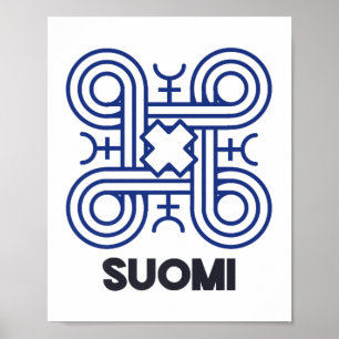 Poster Suomi - Símbolo Finlandês Hannunvaakuna Looped Squ