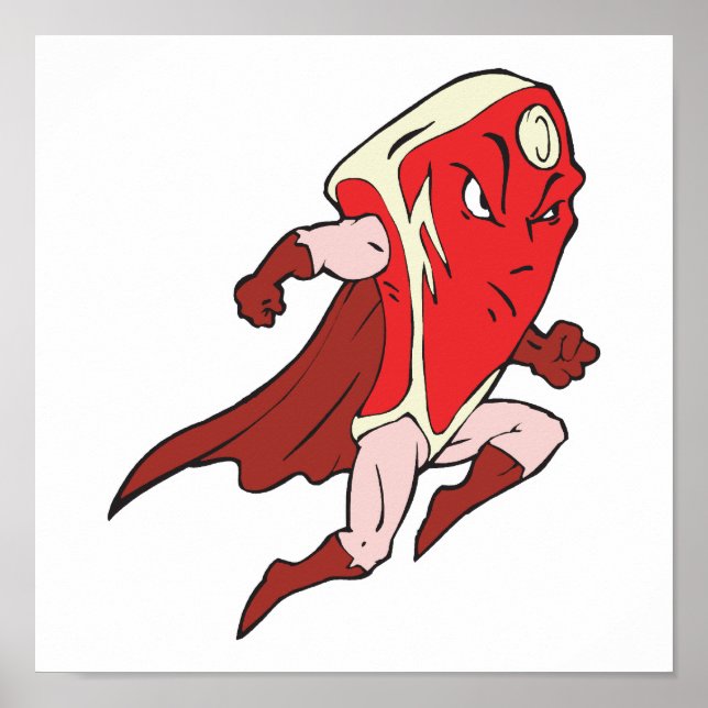 Pôster Super bife com capa de super-herói bobo (Frente)