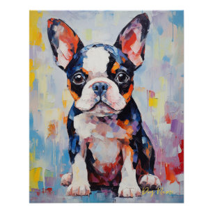 Pôster Super Cute Boston Terrier Dog Puppy 003 - Xeno Luc