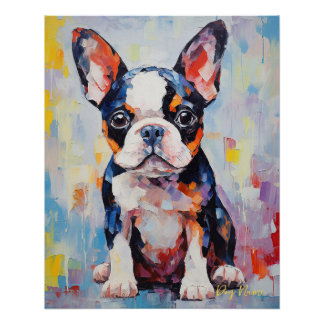 Pôster Super Cute Boston Terrier Dog Puppy 003 - Xeno Luc