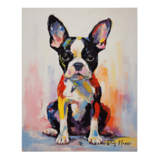 Pôster Super Cute Boston Terrier Dog Puppy 005 - Xeno Luc