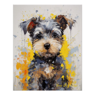 Pôster Super Cute Schnauzer Dog Puppy 001 - Xeno Lucilfer