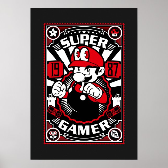 Poster Super Gamer Jogos Retrô (Frente)