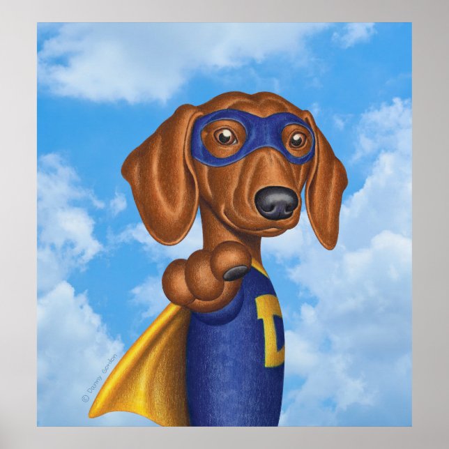 Poster Super-herói bonito Dachshund (Frente)