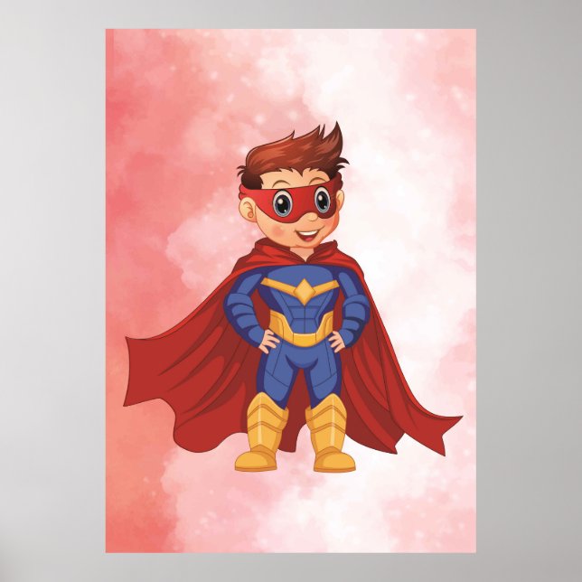 Poster Super-herói Boy in Blue Suit - Brincadeiras Wall A (Frente)