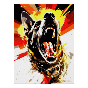 Pôster Super-herói German shepherd Cão 01 - Ignacio Juiz