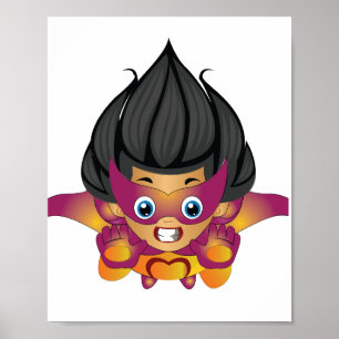Poster Super-herói Kid Voando Arte Digital   Arte Imprimí
