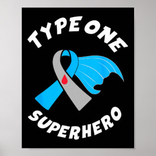 Poster Super-herói Tipo 1 Sensibilização para Diabetes Ti