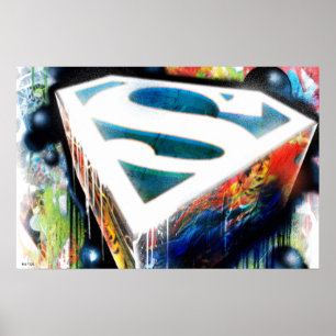 Pôster Super-Homem Estilizado Logotipo de Grafite urbano