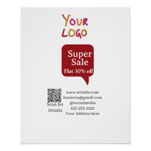 Pôster super promoção de negócios desconto ler código QR 