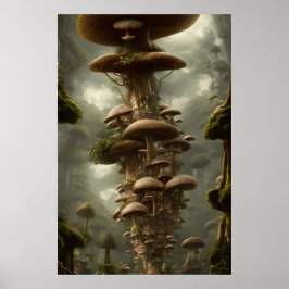 Poster Super-real moderno gigante dos cogumelos
