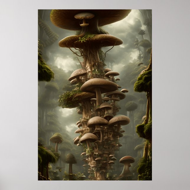 Poster Super-real moderno gigante dos cogumelos (Frente)