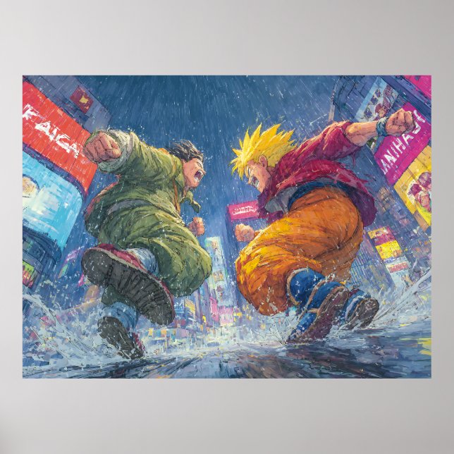 Poster Super Saiyan Goku Epic Rain Fight (Frente)