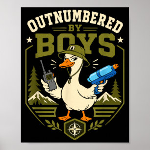 Poster Superada em número pelos meninos, mãe engraçada de