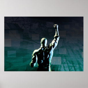 Poster Superando obstáculos com o homem que consegue o