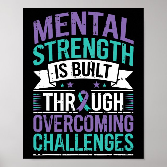 Poster Superar Desafios Saúde Mental Prevenção Suicídio (Frente)
