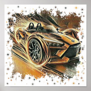 Poster supercarro laranja de alta velocidade Can Am