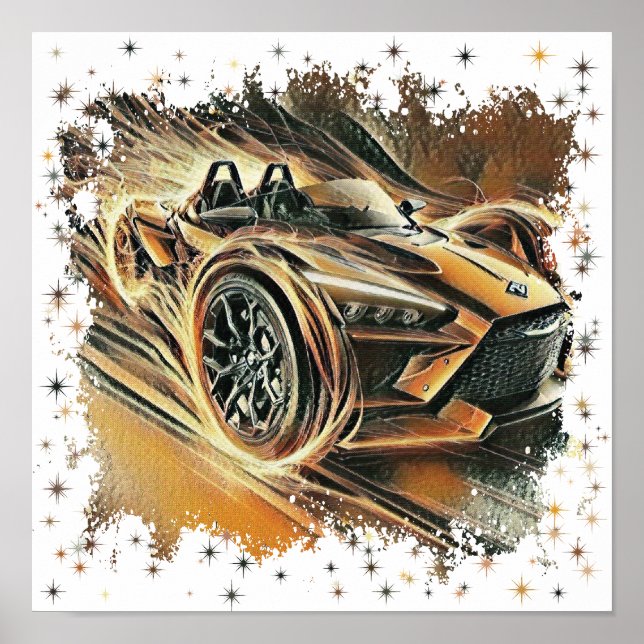 Poster supercarro laranja de alta velocidade Can Am (Frente)