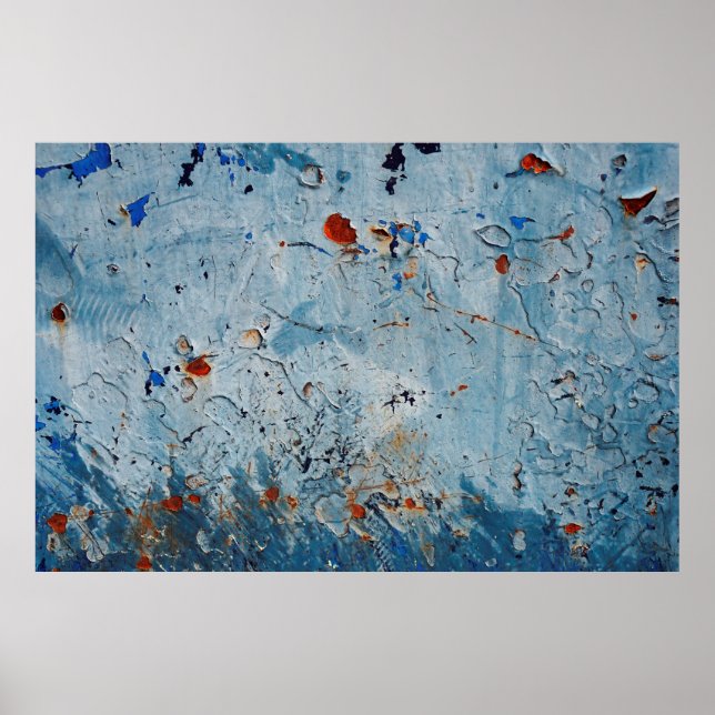 Poster Superfície de ferro antigo com uma mancha azul, co (Frente)
