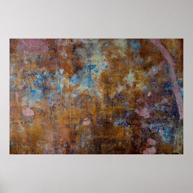 Poster Superfície de madeira castanha e rosa (Frente)