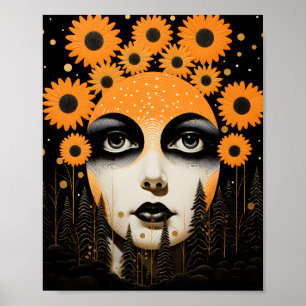 Poster Superfície Sunflower Face Celestial