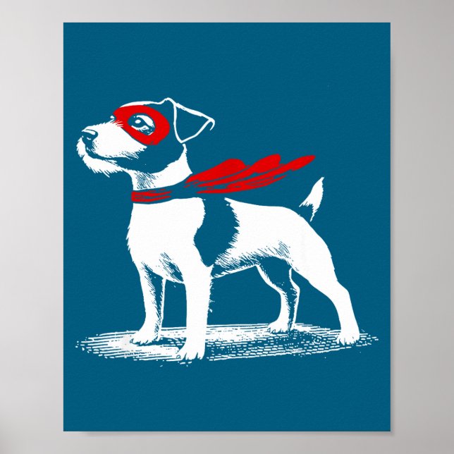 Poster Superhero Dog Cape Illustration Funny Loyal Pet He (Frente)