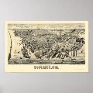 Poster Superior, mapa panorâmico dos WI - 1890
