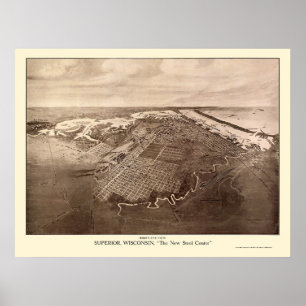 Pôster Superior, mapa panorâmico dos WI - 1913