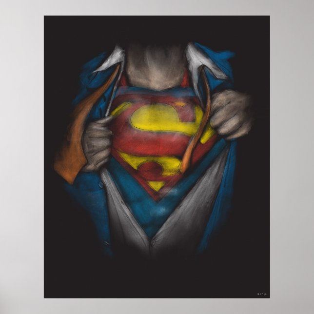 Poster Superman | Desenho de Revenda do Tórax Colorido (Frente)
