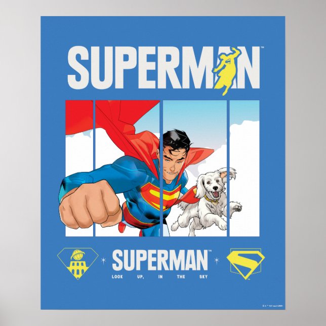 Poster Superman e Krypto Tomar Voo (Frente)