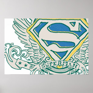 Poster Superman Estilizado   Logotipo de repouso esboçado